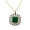 Image 2 : 14KT Rose Gold 7.68 ctw Emerald, Sapphire and Diamond Pendant With Chain
