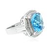 Image 2 : 14KT White Gold 13.29 ctw Topaz and Diamond Ring