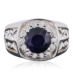 14KT White Gold 2.90 ctw Sapphire and Diamond Ring