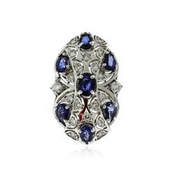14KT White Gold 3.78 ctw Sapphire and Diamond Ring