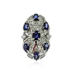 14KT White Gold 3.78 ctw Sapphire and Diamond Ring