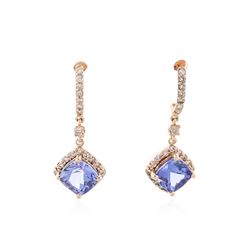 14KT Rose Gold 2.58 ctw Tanzanite and Diamond Earrings