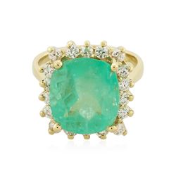 14KT Yellow Gold GIA Certified 6.70 ctw Emerald and Diamond Ring