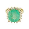 Image 1 : 14KT Yellow Gold GIA Certified 6.70 ctw Emerald and Diamond Ring