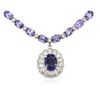 Image 2 : 14KT White Gold 31.96 ctw Tanzanite and Diamond Necklace