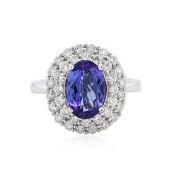 14KT White Gold 2.28 ctw Tanzanite and Diamond Ring