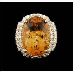 14KT Yellow Gold 11.17 ctw Citrine and Diamond Ring