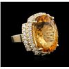 Image 2 : 14KT Yellow Gold 11.17 ctw Citrine and Diamond Ring