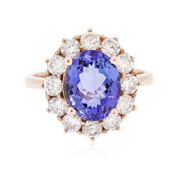 14KT Rose Gold 3.30 ctw Tanzanite and Diamond Ring