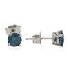 Image 2 : 14KT White Gold 1.29 ctw Fancy Blue Diamond Stud Earrings