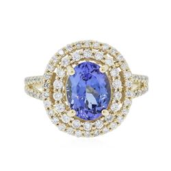 14KT Yellow Gold 2.37 ctw Tanzanite and Diamond Ring