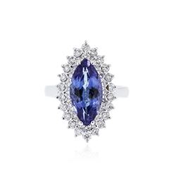 14KT White Gold 3.05 ctw Tanzanite and Diamond Ring