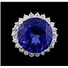 Image 1 : 14KT White Gold GIA Certified 30.20 ctw Tanzanite and Diamond Ring