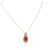 Image 2 : 14KT Yellow Gold 6.16 ctw Coral and Diamond Pendant With Chain