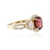 Image 2 : 14KT Yellow Gold 1.42 ctw Rubellite and Diamond Ring