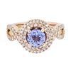Image 1 : 14KT Rose Gold 1.20 ctw Tanzanite and Diamond Ring
