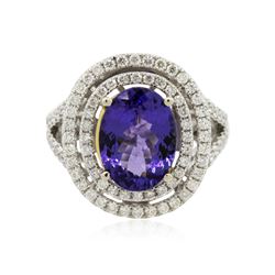 14KT Two-Tone 4.50 ctw Tanzanite and Diamond Ring