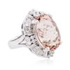 Image 2 : 14KT White Gold 13.08 ctw Morganite and Diamond Ring