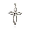 Image 1 : 14KT White Gold 0.58 ctw Diamond Cross Pendant