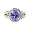 Image 1 : 14KT White Gold 3.49 ctw Tanzanite and Diamond Ring