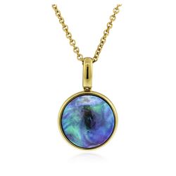 14KT Yellow Gold Black Pearl Pendant With Chain