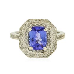 14KT White Gold 1.75 ctw Tanzanite and Diamond Ring