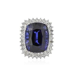 14KT White Gold GIA Certified 29.75 ctw Tanzanite and Diamond Ring