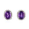 Image 1 : 14KT White Gold 3.42 ctw Amethyst and Diamond Earrings