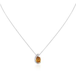 18KT White Gold 1.46 ctw Yellow Sapphire and Diamond Pendant With Chain