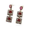 Image 1 : SILVER 8.16 ctw Red Crystal and Cubic Zirconia Earrings