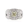 Image 1 : 18KT White Gold 3.43 ctw Fancy Yellow Diamond Ring