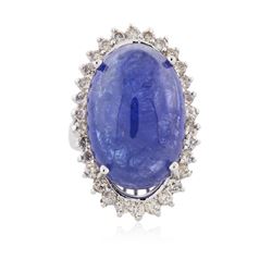 14KT White Gold 24.30 ctw Tanzanite and Diamond Ring