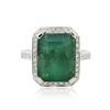 Image 1 : 14KT White Gold 9.90 ctw Emerald and Diamond Ring