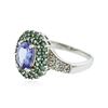Image 2 : 14KT White Gold 1.53 ctw Tanzanite, Emerald and Diamond Ring
