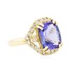 Image 2 : 14KT Yellow Gold 5.78 ctw Tanzanite and Diamond Ring