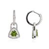 Image 2 : 14KT White Gold 1.62 ctw Peridot and Diamond Earrings