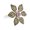 Image 2 : 14KT White Gold 6.28 ctw Multicolor Sapphire and Diamond Ring