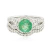 Image 1 : 14KT White Gold 1.43 ctw Emerald and Diamond Wedding Ring Set