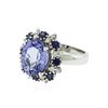 Image 2 : 14KT White Gold 5.88 ctw Tanzanite, Sapphire and Diamond Ring