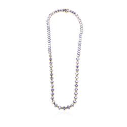 14KT Yellow Gold 39.20 ctw Tanzanite and Diamond Necklace