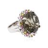 Image 2 : 14KT White Gold 26.05 ctw Green Tourmaline, Sapphire and Diamond Ring