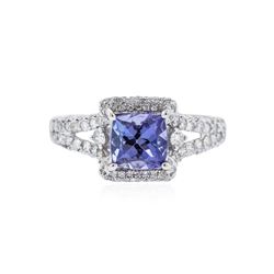 14KT White Gold 1.44 ctw Tanzanite and Diamond Ring