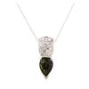 Image 2 : 14KT White Gold 2.12 ctw Green Tourmaline and Diamond Pendant With Chain