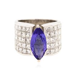 18KT White Gold 3.25 ctw Tanzanite and Diamond Ring