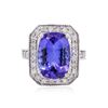 Image 1 : 14KT White Gold GIA Certified 7.49 ctw Tanzanite and Diamond Ring