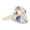 Image 2 : 14KT Two-Tone Gold 0.50 ctw Sapphire and Diamond Ring