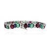 Image 2 : 14KT White Gold 13.20 ctw Emerald, Ruby, Sapphire and Diamond Bracelet