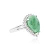 Image 2 : PLATED SILVER 6.18 ctw Emerald and White Topaz Ring