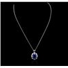 Image 1 : 14KT White Gold 14.44 ctw Sapphire and Diamond Pendant With Chain