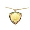 Image 2 : 18KT Yellow Gold 3.64 ctw Multi Gemstone and Diamond Coin Pendant With Chain